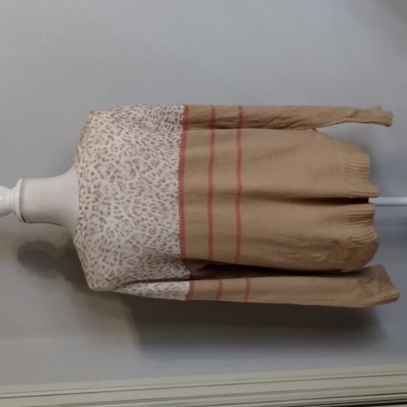 Beachlunchlounge women's XL (16-18) leopard print tan pink sweater long sleeve - Picture 4 of 11